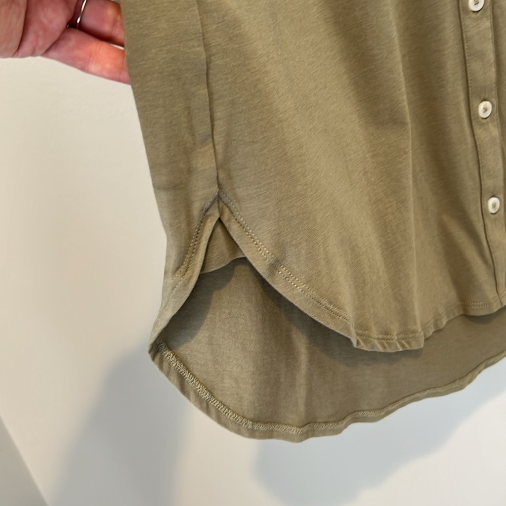 Lands End Womens Long Sleeve A-line Tunic Button Up Top Sunwashed Olive Medium - Picture 8 of 16